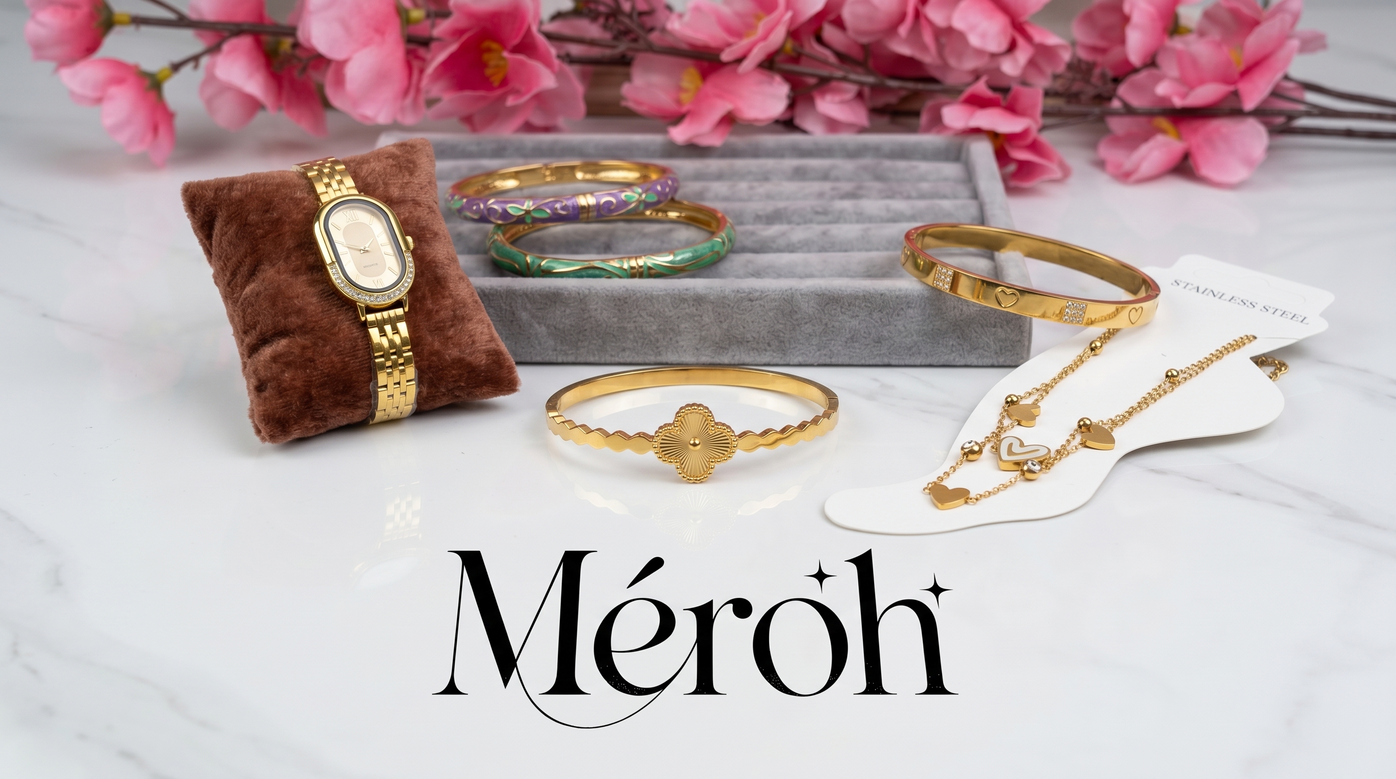Méroh Premium Anti-Tarnish Stainless Steel and AD Diamond Jewellery